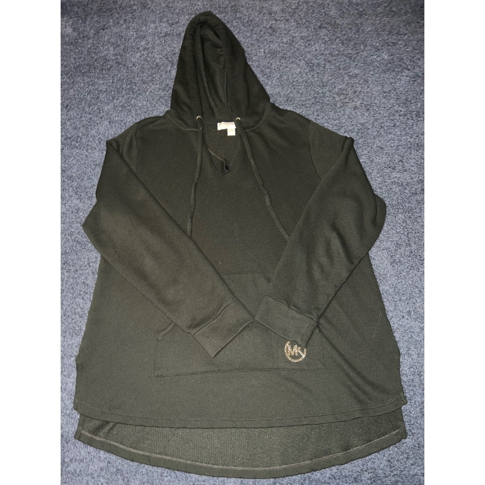 Michael Kors Womens 1X Olive Green Rhinestone Logo Hoodie Sweatshirt